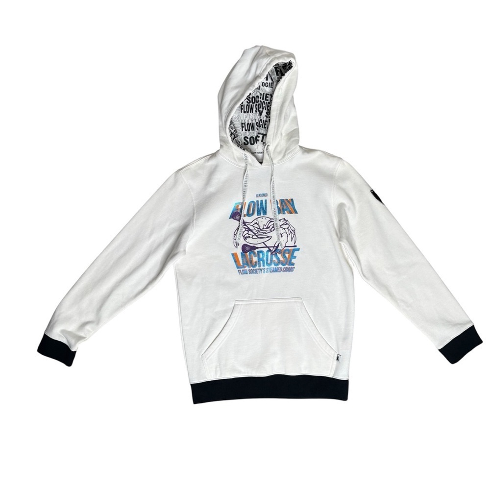 NWT Flow Society  Flowbay Boys White Lacrosse Hoodie Size Small